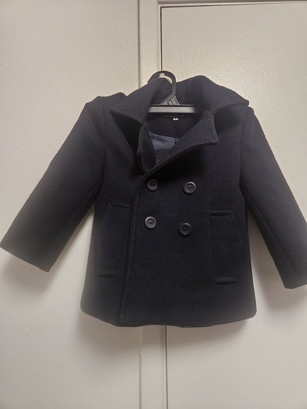 Kids Navy Double-Breasted Peacoat Jacket